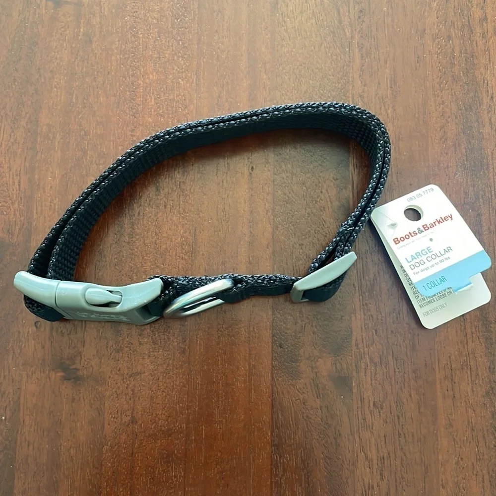 Boots & Batkley Large Black Gray Dog Collar pet up to 90 lbs